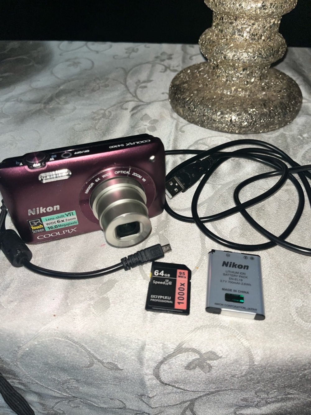 Nikon Coolpix Touchscreen Digital Camera in Deep Purple with Accessories